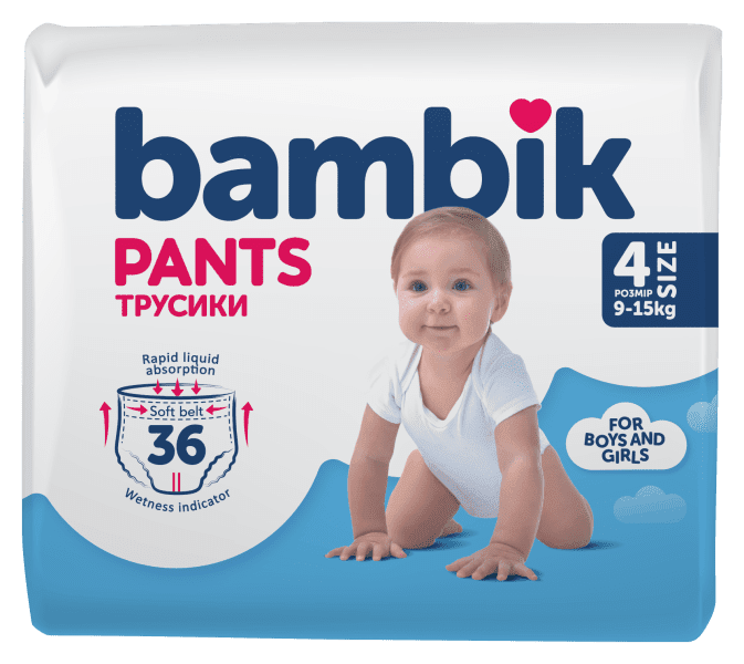 Подгузники-трусики детские Bambik 4 9-15кг 36шт фото 