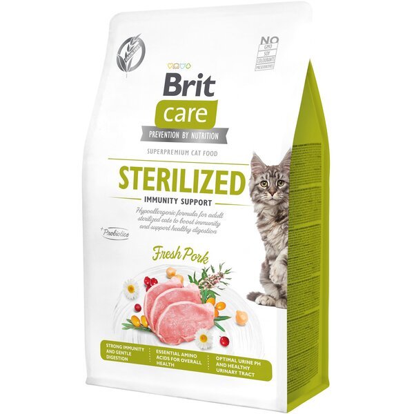 

Сухой корм Brit Care Cat GF Sterilized Immunity Support для стерилизованных кошек, со свининой, 400 г