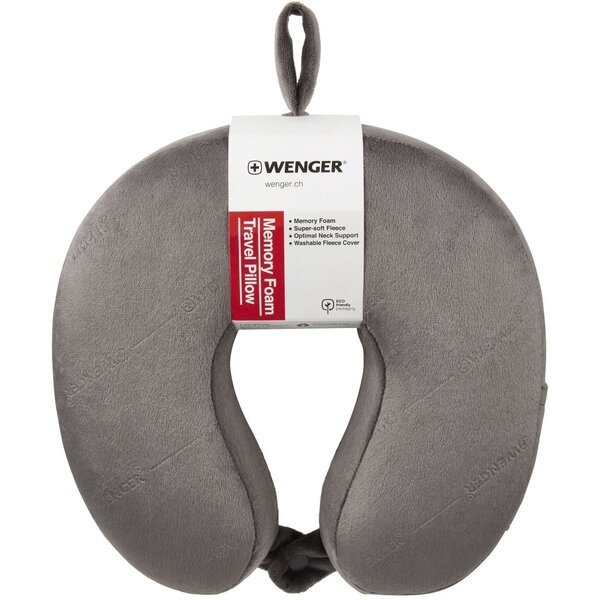 

Подушка флисовая Wenger Memory Foam Travel Neck Pillow, серая (611884)