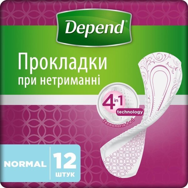 Прокладки урологические Depend Normal Plus Pad 12шт