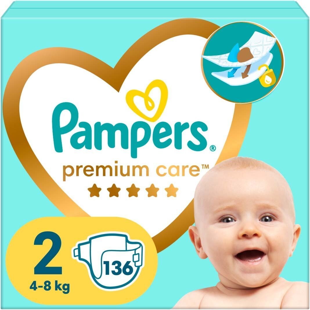 Підгузки Pampers Premium Care Розмір 2 4-8кг 136штфото