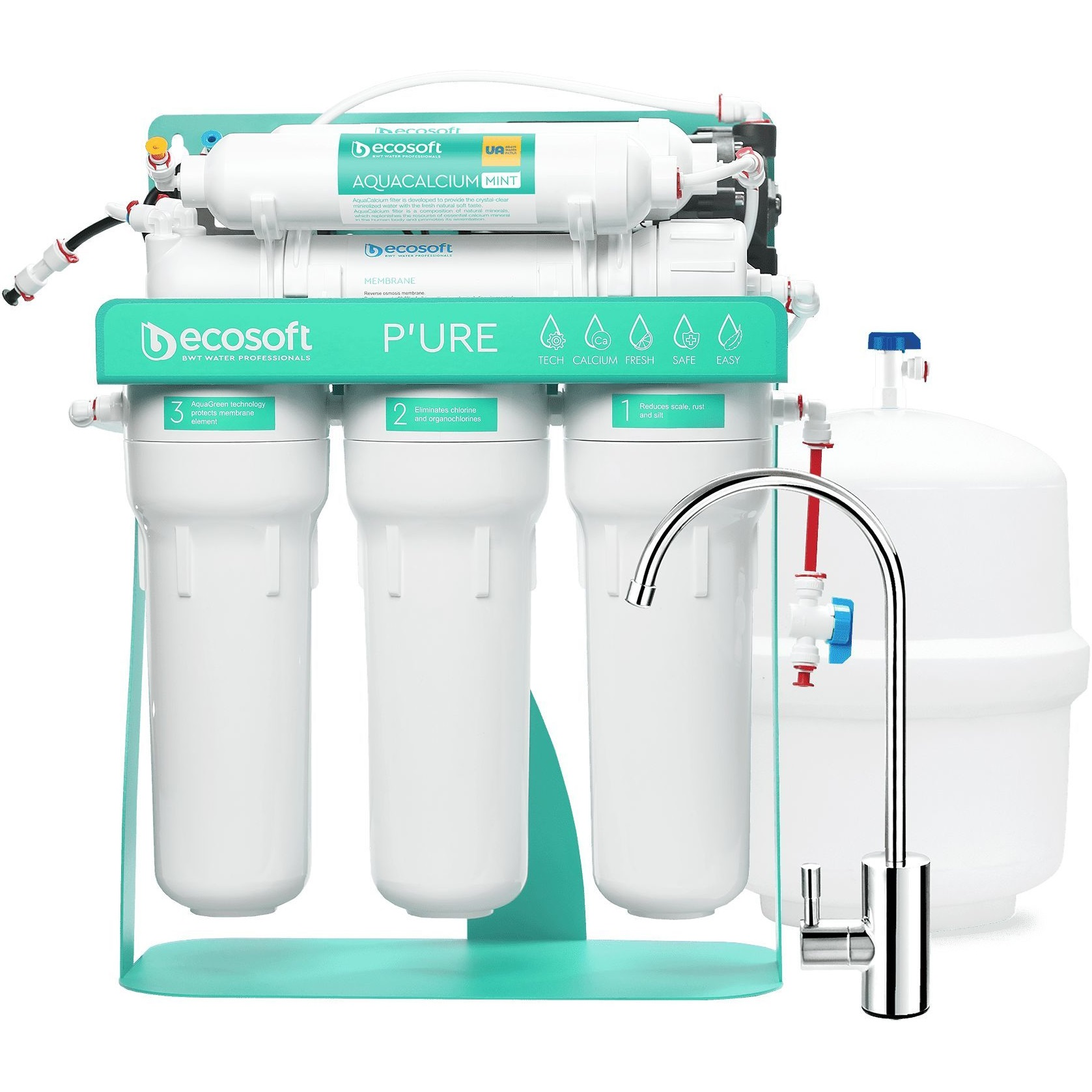 Фільтр зворотного осмосу Ecosoft MO675PSMACECO P'URE AquaCalcium з помпою на станиніфото1