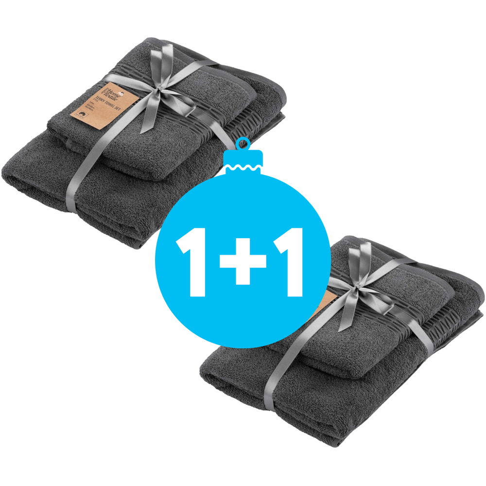 Набор полотенец махровых ARDESTO Lotus 2 шт., 50х90см, 70х140см, графит (ART2357MC) фото 