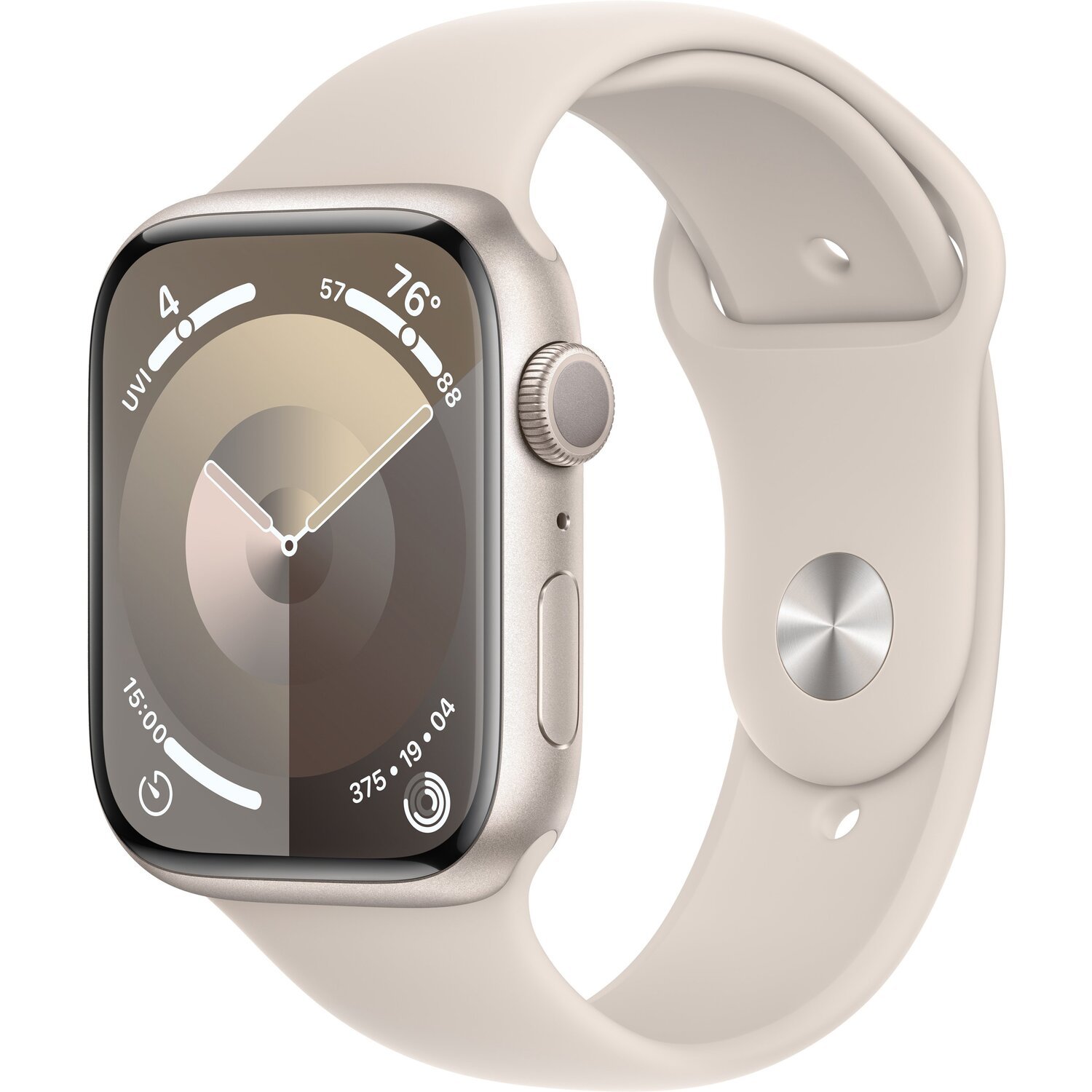 Смарт-часы Apple Watch Series 9 GPS 45mm Starlight Aluminium Case with Starlight Sport Band - S/M фото 