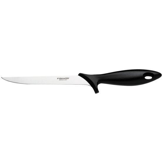 Акція на Кухонный нож филейный з гибким лезвием Fiskars Essential, 18 см (1065567) від MOYO