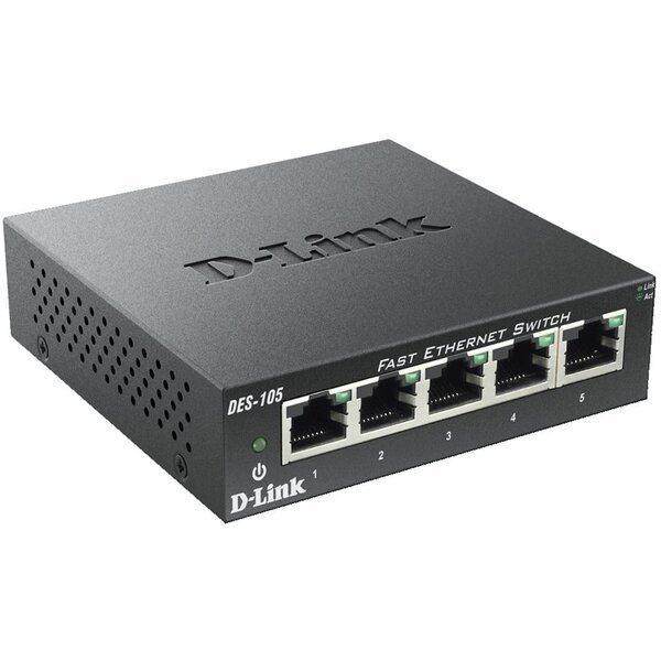 

Коммутатор D-Link 5xFE, Неуправляемый, Металл (DES-105/E)
