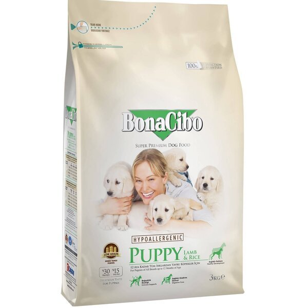 

Сухой корм для щенков BonaCibo Puppy Lamb&Rice с мясом ягненка и рисом 3 кг