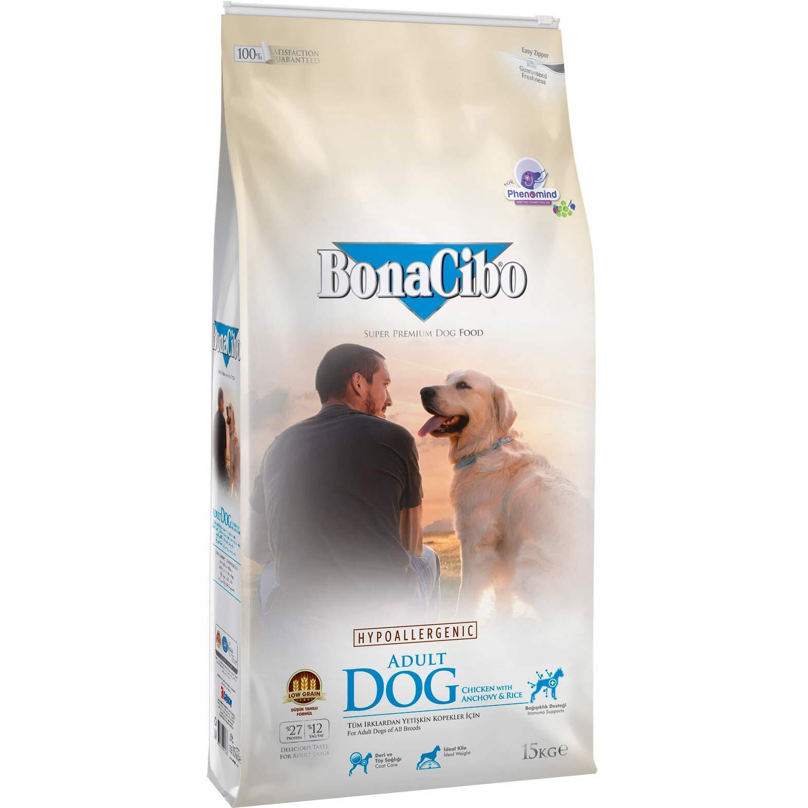 Сухий корм для дорослих собак BonaCibo Adult Dog Chicken&Rice with Anchovy 15 кгфото1