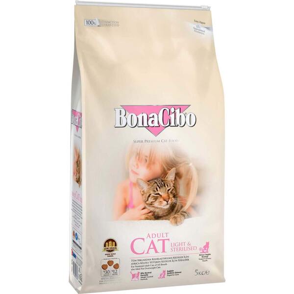 Сухой корм для стерилизованных котов и кошек с лишним весом BonaCibo Adult Cat Light&Sterilized 5 кг