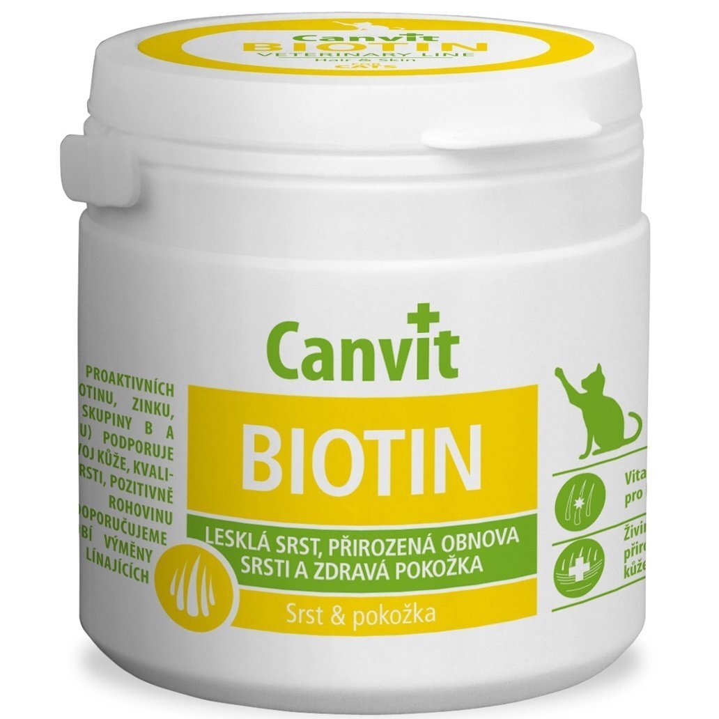 Комплекс витаминов для кошек Сanvit Biotin для здоровья кожи и шерсти таблетки 100 шт фото 