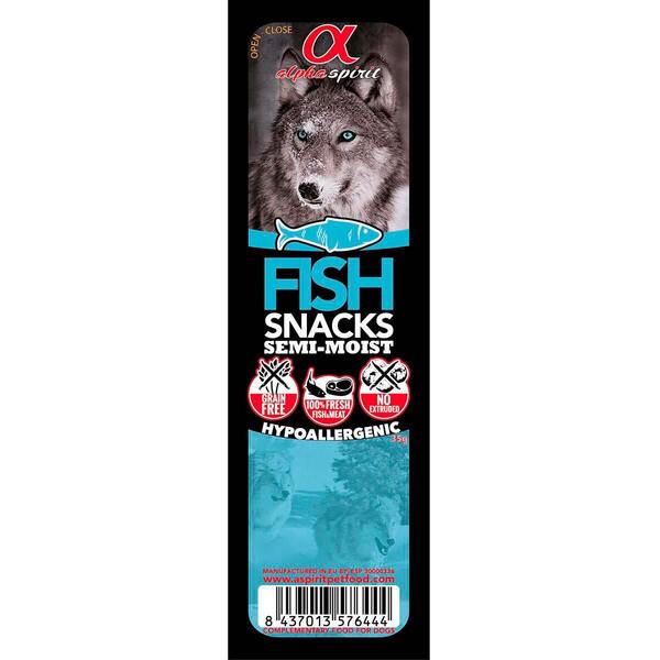 Беззерновые лакомства для собак Alpha Spirit Dog Snacks Fish с рыбой, кубики 35г.