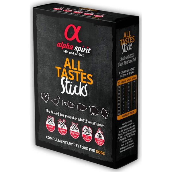 

Лакомства для собак Alpha Spirit Dog Sticks ALL 6 Tastes in one шесть вкусов (палочки 6Х4) 240г