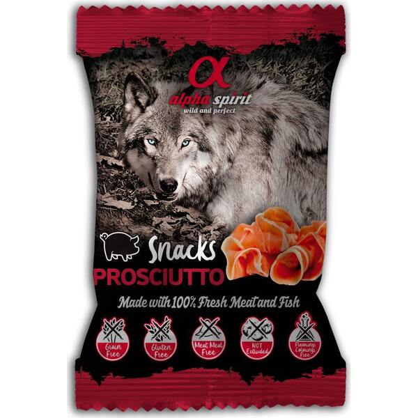 

Беззерновые лакомства для собак Alpha Spirit Snacks Prosciutto с прошуто, кубики 50г.