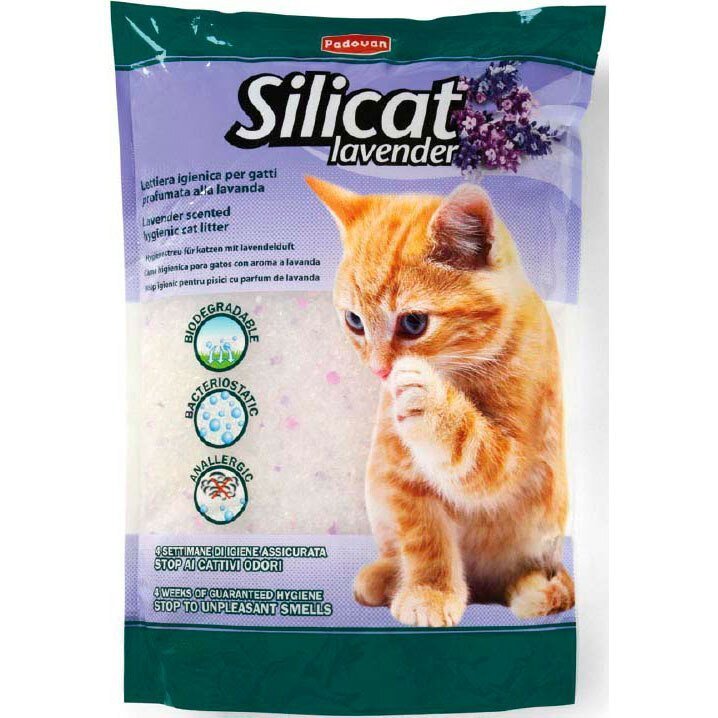 Наполнитель для кошачьего туалета Padovan SiliCat Lavender с ароматом лаванды Силикагелевый впитывающий 5л / 2.2 кг фото 
