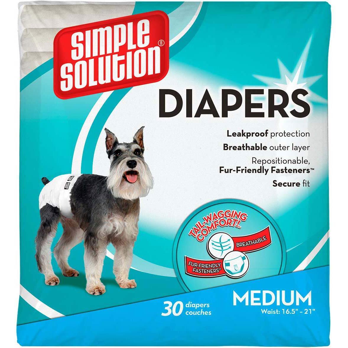 Гигиенические подгузники для животных Simple Solution Disposable Diapers Medium 12 шт фото 