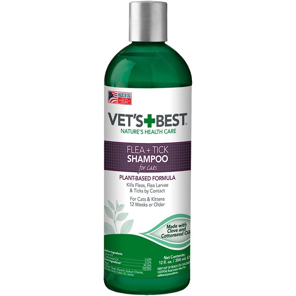Шампунь для кішок від бліх та кліщів Vet`s Best Flea and Tick Shampoo for Cats 354 млфото