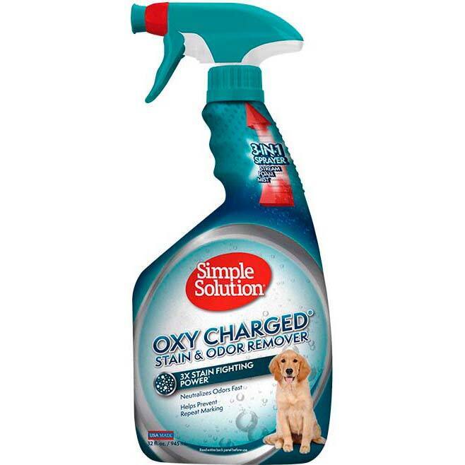 Средство для удаления стойких пятен Simple Solution Oxy charged TM Stain and Odor remover домашних животных 945 мл фото 