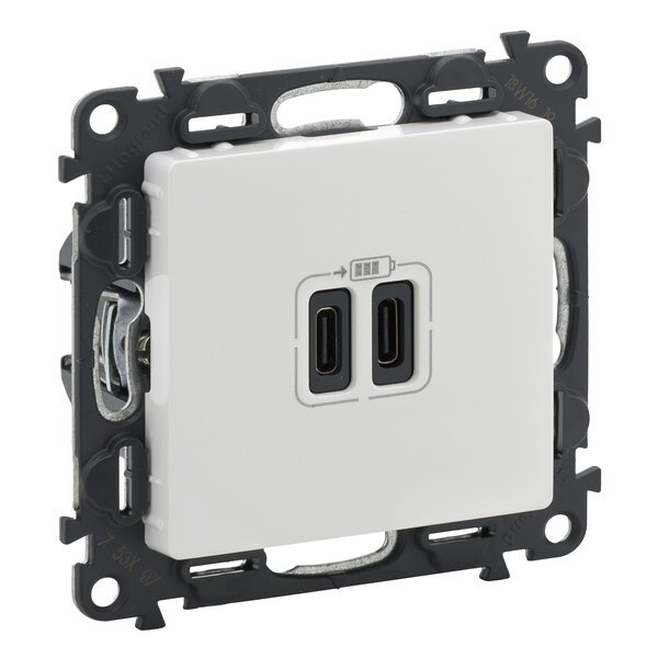 

Розетка Legrand Valena LIFE USB-С + USB-С, 3А 5В, белый (753107)