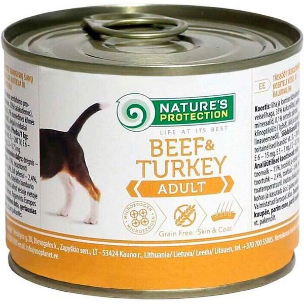 

Влажный корм для собак Nature's Protection Adult с говядиной и индейкой 200г