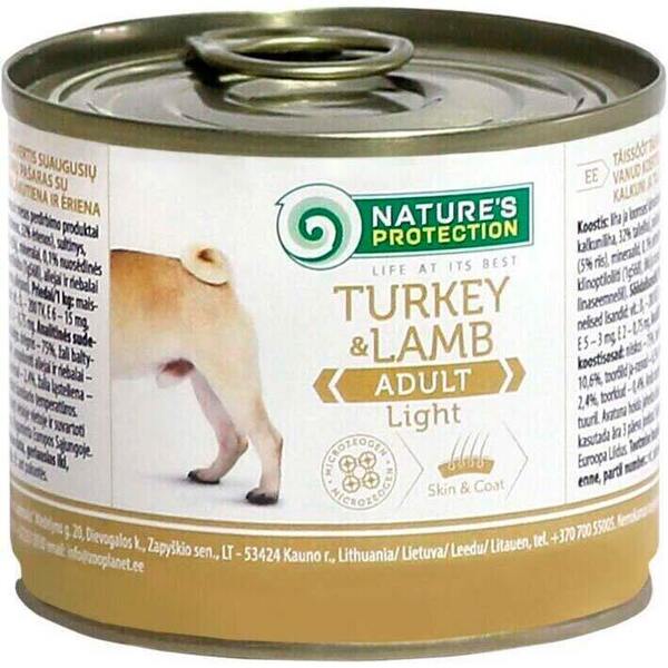 Влажный корм для собак склонных к полноте Nature's Protection Adult Light с индейкой и ягненком 200г