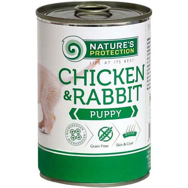 Влажный корм для щенков всех пород с курицей и кроликом Nature's Protection Puppy chicken & rabbit 800г