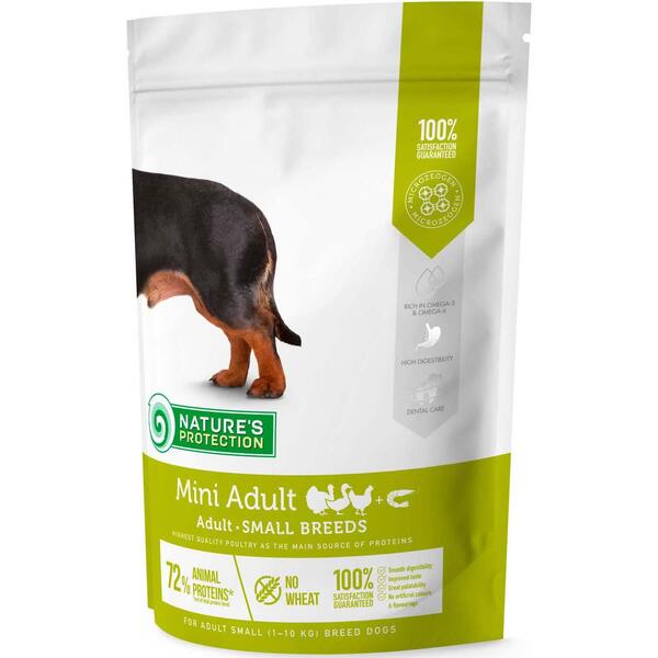 Сухой корм для собак малых пород Nature's Protection Mini Adult Small Breeds с антарктическим крилем 500г