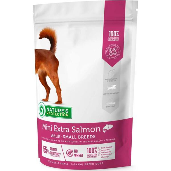 Сухой корм для собак малых пород Nature's Protection Mini Extra Salmon Adult Small Breeds с лососем 500g