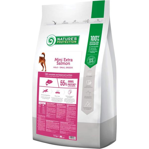 Сухой корм для собак малых пород Nature's Protection Mini Extra Salmon Adult Small Breeds с лососем 7.5кг