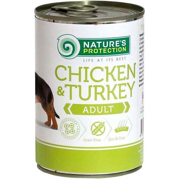 Влажный корм для собак Nature's Protection Adult с курицей и индейкой 400г