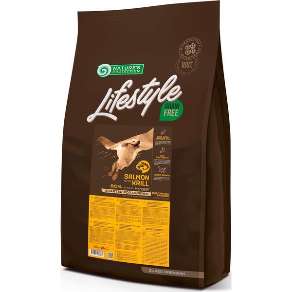 Беззерновой корм для щенков Nature's Protection Lifestyle Grain Free лосось и криль 10кг