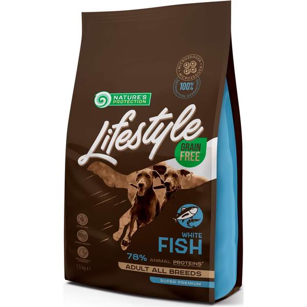 Беззерновой корм для собак Nature's Protection Lifestyle Grain с белой рыбой 1.5 кг
