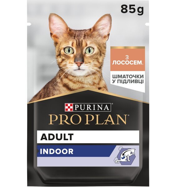 Влажный корм для кошек живущих в помещении Purina Pro Plan Adult Indoor Nutrisavour Кусочки с лососем 85г