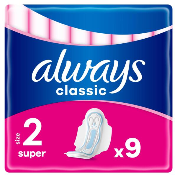 

Гигиенические прокладки Always Classic Super (Розмір 2) 9 шт