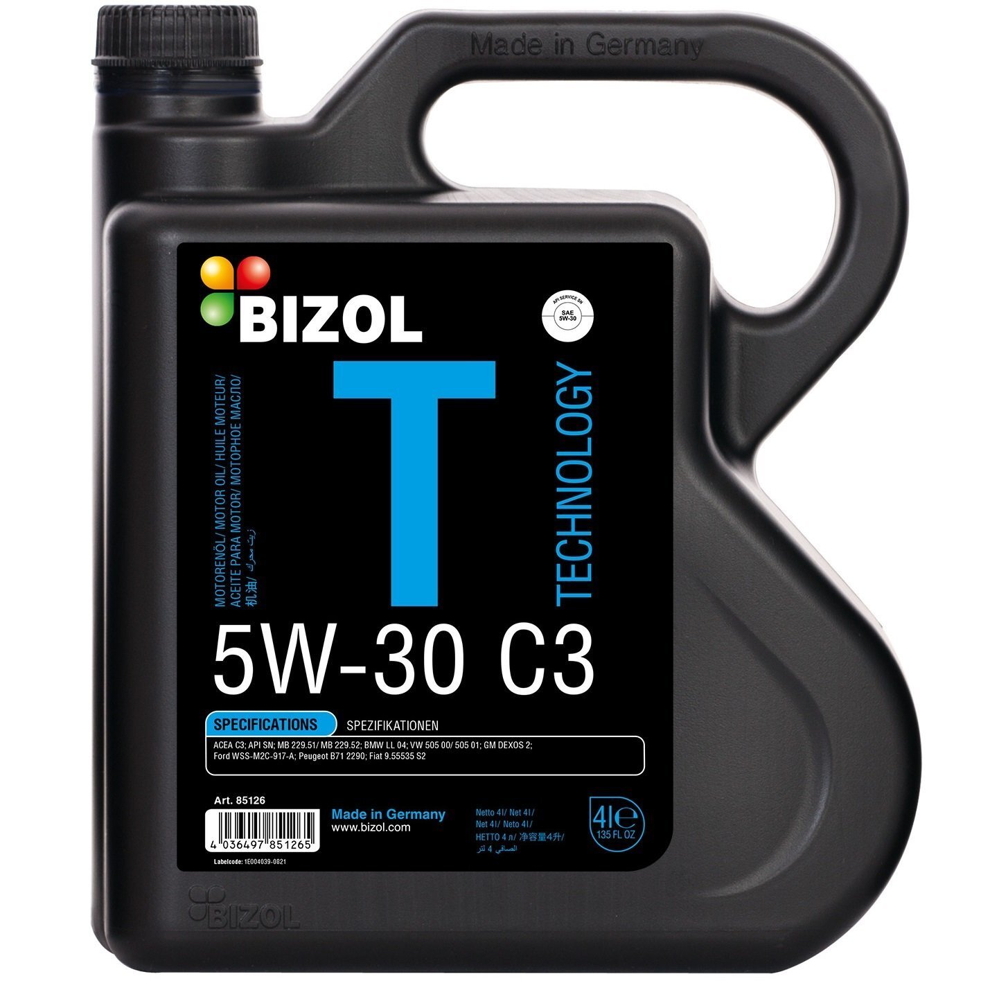 Олива моторна Bizol Technology 5W-30 C3 4л. (4036497851265)фото