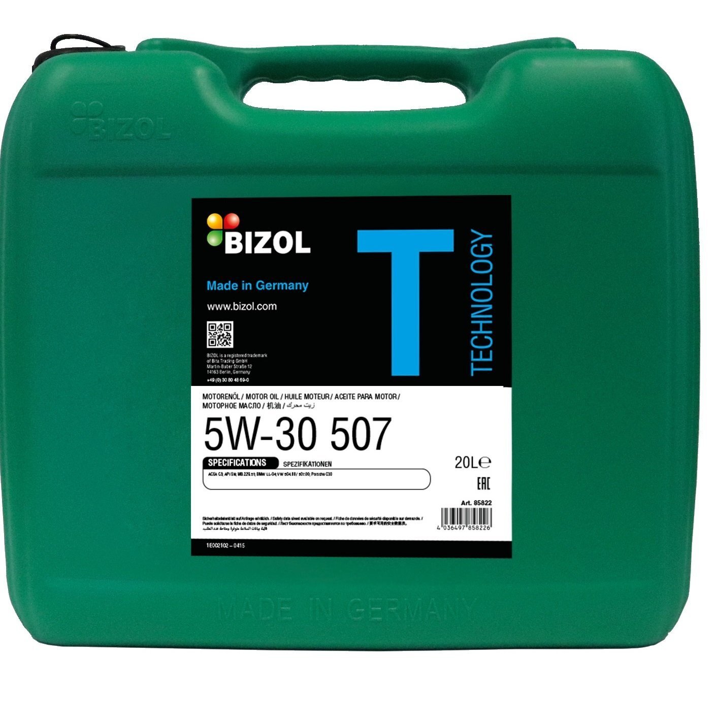 Масло моторное Bizol Technology 5W-30 507 20л. (4036497858226) фото 