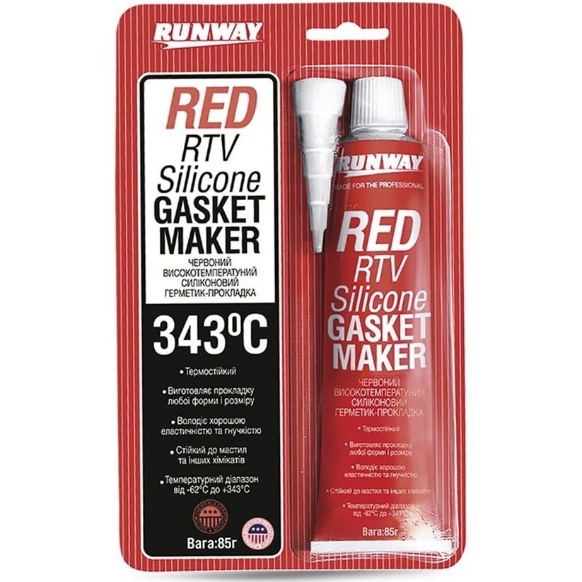 Герметик-прокладка Runway силіконовий червоний 85г (RW8500)фото