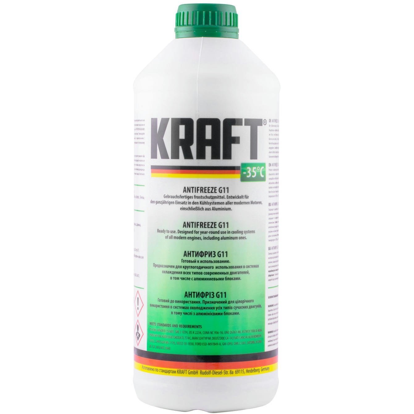 Антифриз Kraft G11 Green -35 (1,5л.) (зеленый) (KF120) фото 
