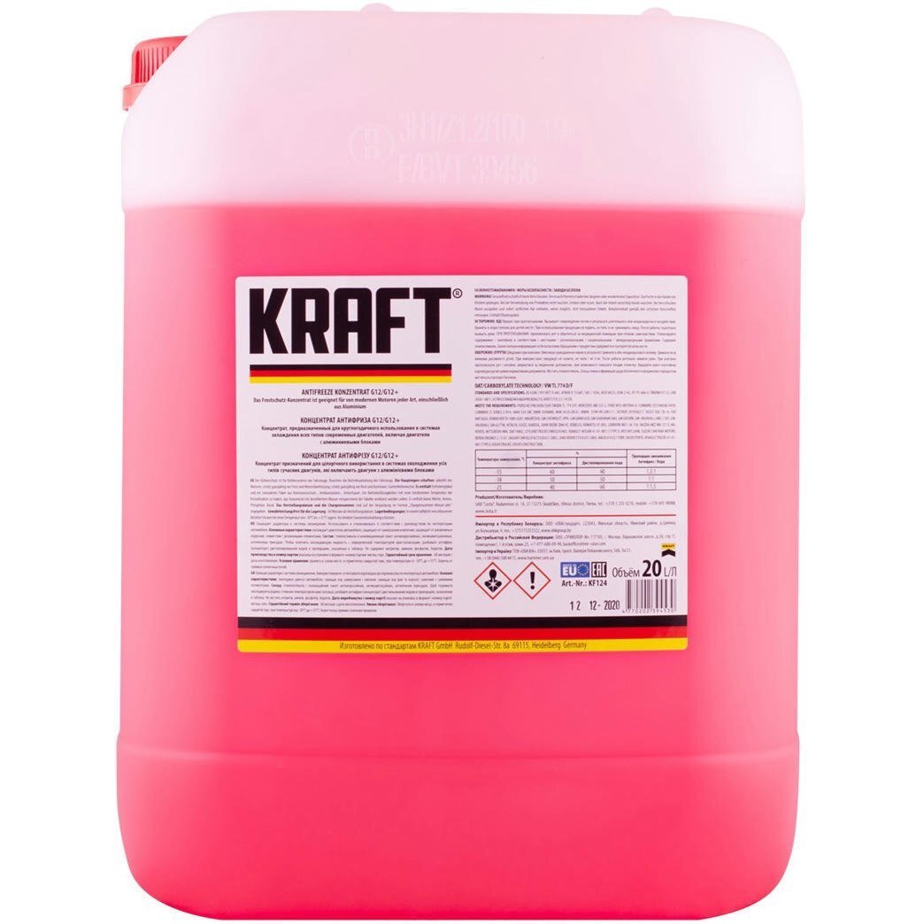 Охлаждающая жидкость Kraft G12/G12+ Red концентрат (красный), 20л. (KF124) фото 