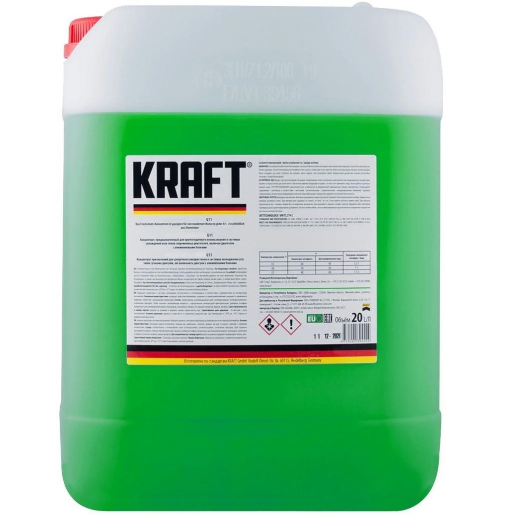 Антифриз Kraft готовый -35 G11 (зеленый) 20л. (KF128) фото 