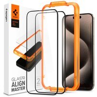 Защитное стекло Spigen для Apple iPhone 15 Pro Max Glas.tR AlignMaster FC Black (2P) (AGL06875)