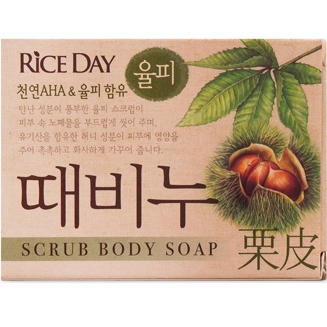 Мыло-скраб для тела Lion Rice Day Scrub Body Chestnut Soap 100г фото 1