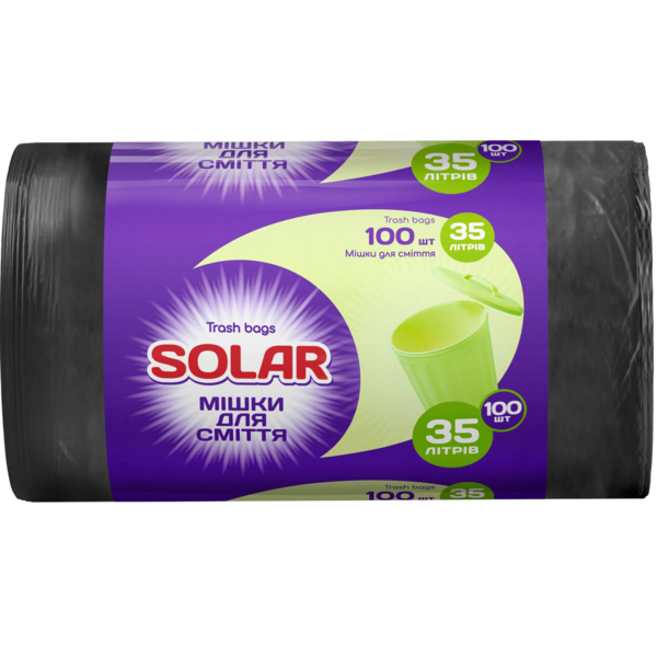 

Мусорные пакеты Solar 35л*100шт