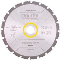 Пилковий диск Metabo Power Cut Wood Professional, 216х2.4х30мм, 1.8мм, 20 зубців