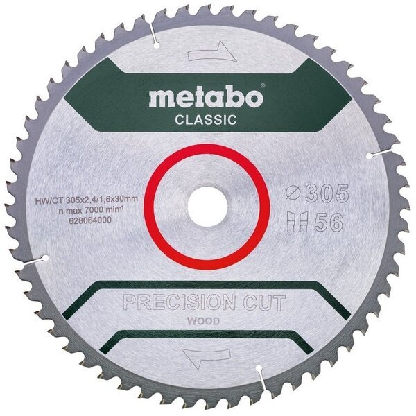 

Пильный диск Metabo PRECISION CUT WOOD - CLASSIC, 305х2.4х30мм, 1.6мм, 56 зубцов