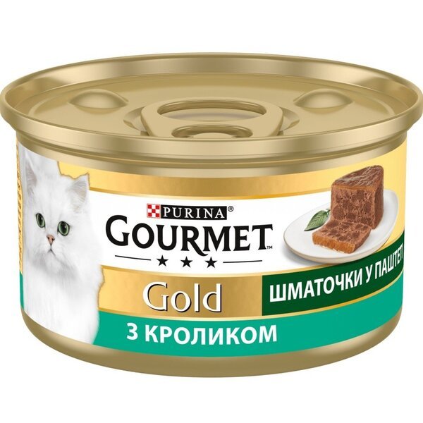 Упаковка влажного корма для кошек Gourmet Gold Кусочки в паштете с кроликом 24*85г