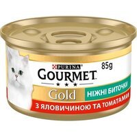Упаковка влажного корма для кошек Gourmet Gold Нежные биточки с говядиной и томатами 12 шт по 85г.