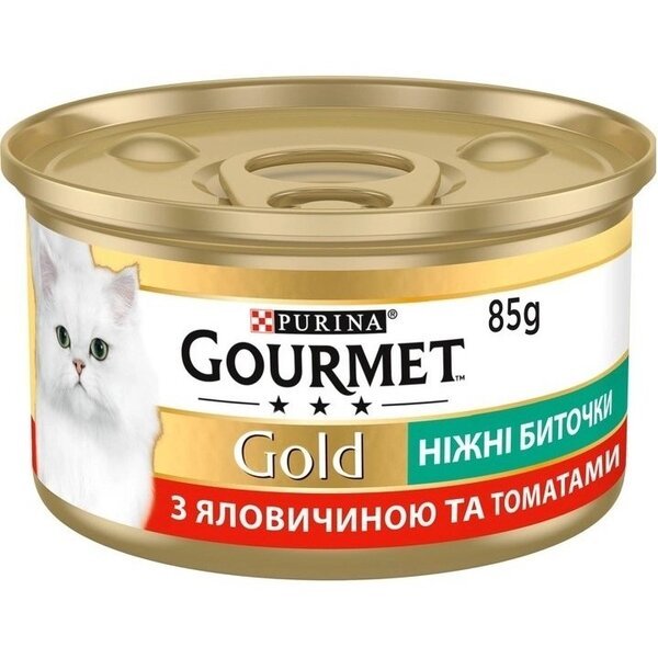 

Упаковка влажного корма для котов Gourmet Gold Нежные биточки с говядиной и томатами 12*85 г