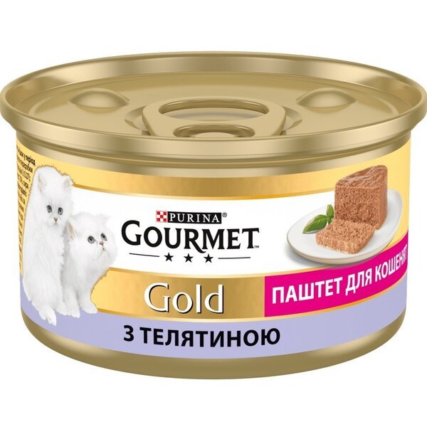 Упаковка влажного корма для котят Gourmet Gold Паштет с телятиной 12 шт по 85г.