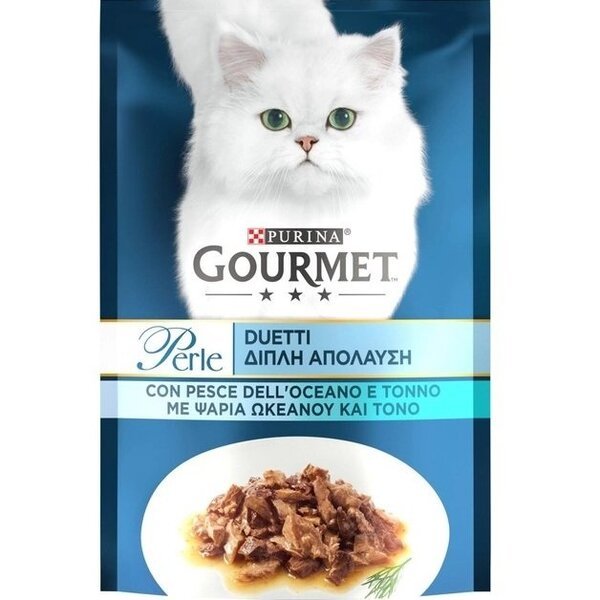 Упаковка влажного корма для кошек Gourmet Perle Duo с океанической ...