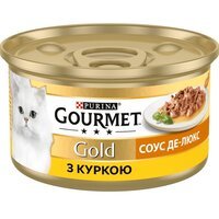 Упаковка влажного корма для кошек Gourmet Gold Соус Де-Люкс с курицей 12 шт по 85г.